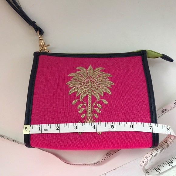 SPARTINA Daufuskie Island Wristlet Pouch Linen Leather Bag Pink Floral Paisley - Picture 13 of 16